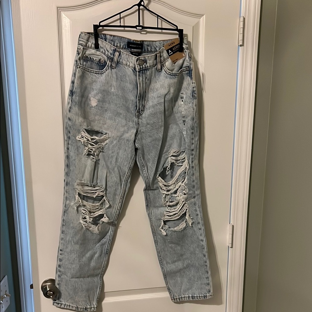 Aeropostale Blue Relaxed Fit Jeans with Distressed Details